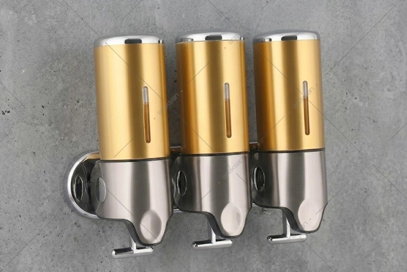 alttan çekme üçlü gold sabun şampuan dispenseri