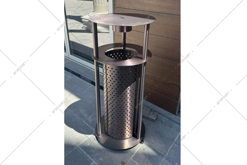 Şapkalı Delikli Dış Mekan Çöp Kovası - Görsel 3