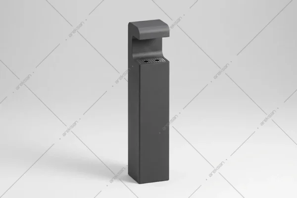 SAB-112 dış mekan boyalı küllük — şapkalı kare gövdeli tasarım, 10×10×80 cm