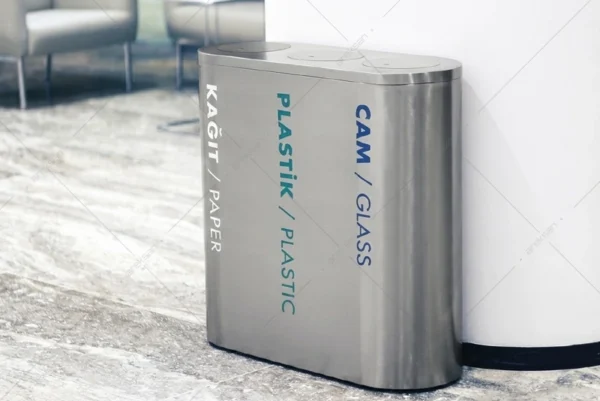 Areksan SRB-106 paslanmaz çelik geri dönüşüm çöp kutusu 2'li 3'lü 4'lü 5'li bölmeli