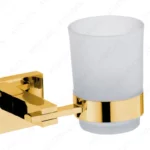Gold kaplama taşıyıcıya sahip, mat cam hazneli otel tipi diş fırçalık