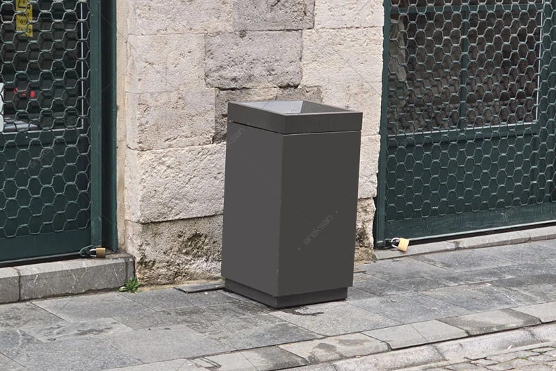Kare Gövdeli Küllüklü Dış Mekan Çöp Kovası - Görsel 3