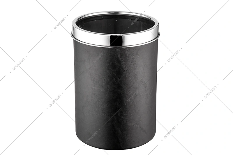 Deri Kaplı Çöp Kovası Parlak Çember - Görsel 2