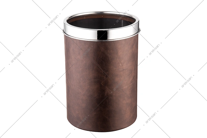Deri Kaplı Çöp Kovası Parlak Çember - Görsel 3
