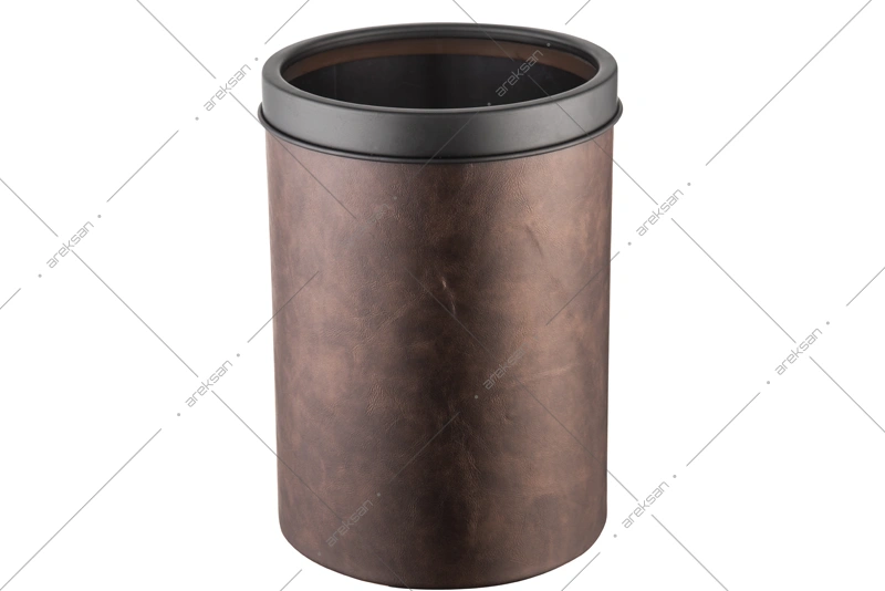 Deri Kaplı Çöp Kovası Siyah Çember - Görsel 2