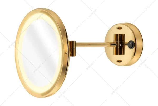 MA3001 ledli paslanmaz mafsallı makyaj aynası gold