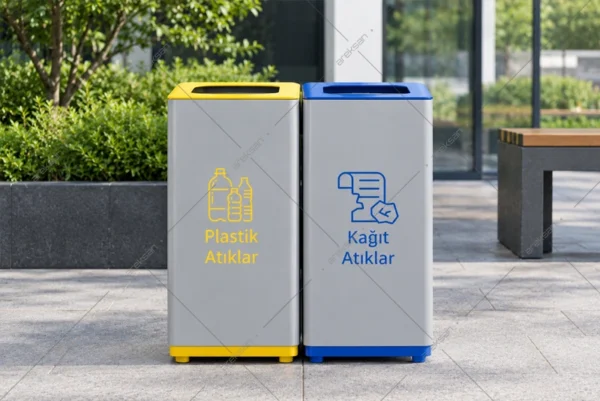 Plaza kombine sıfır atık çöp kutusu seti